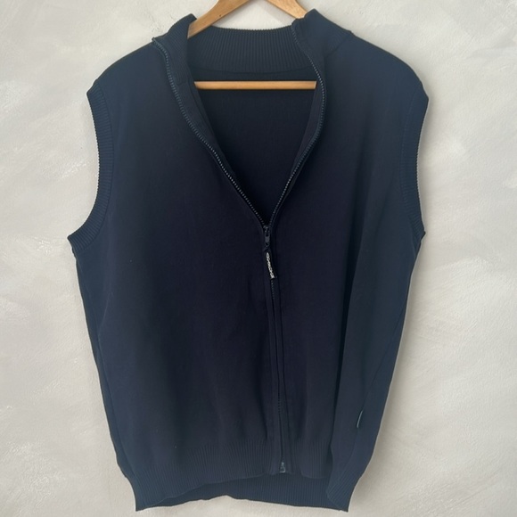 Aquascutum Vintage Vest Gilet Mens Small Navy Bodywarmer 100% Cotton - Picture 8 of 9